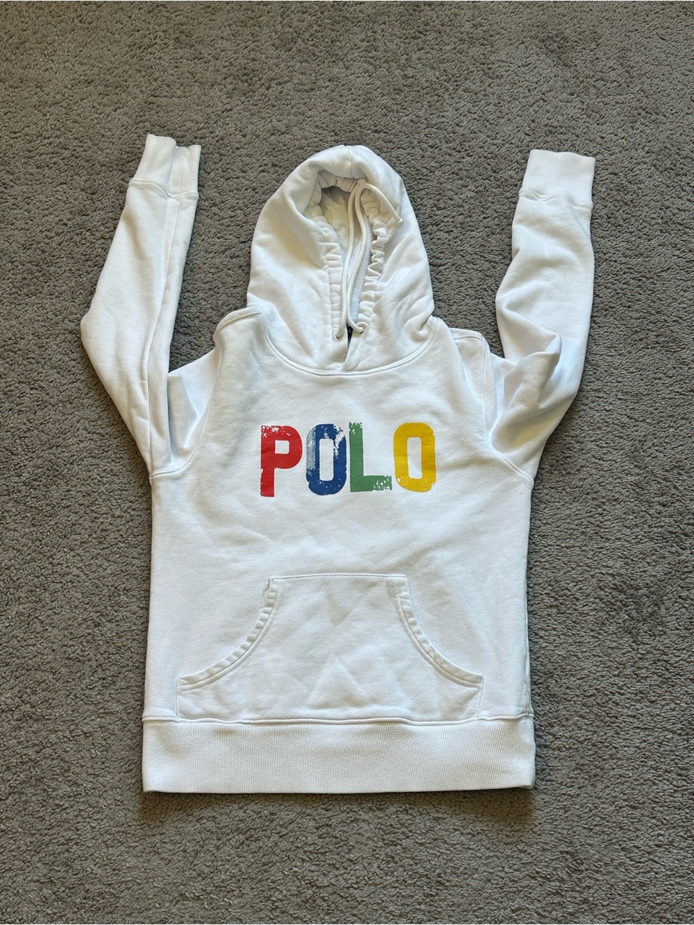 Kids Polo Multi-Color Logo White Hoodie